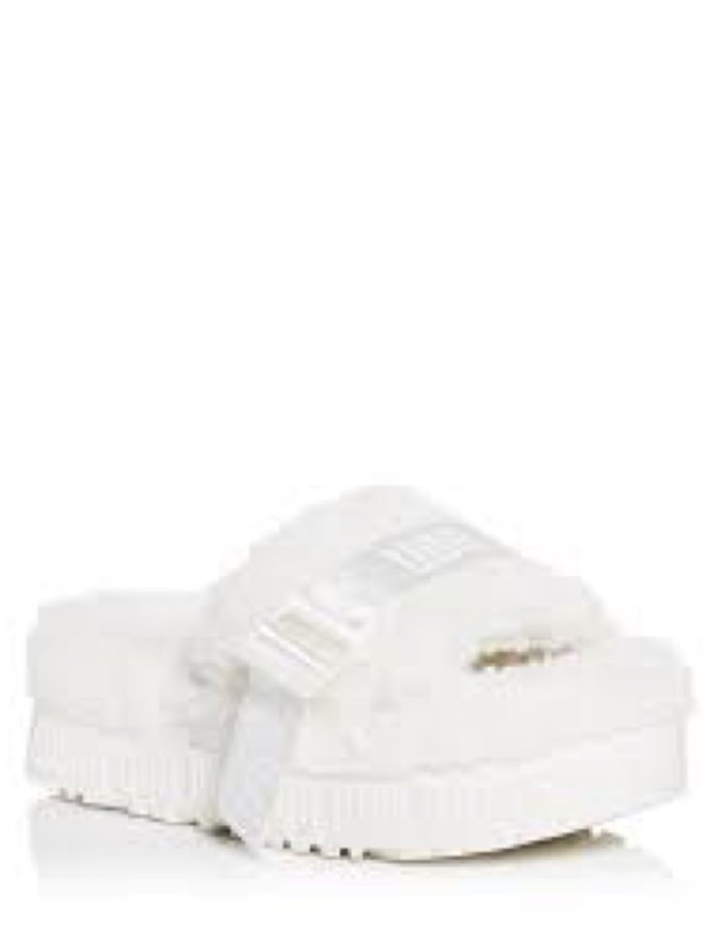 UGG White Platform Slide Sandals with Buckle